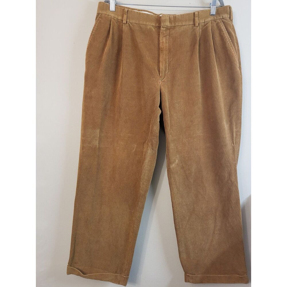 Vintage Lands End Corduroy Pants Men's 38x30 Tan Preppy Academia Heritage 90's